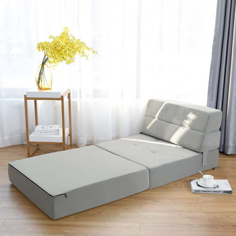 Triple Fold Down Sofa Bed, 3-in-1 Convertible Floor Couch Sleeper with Removable Cover, Padded Foam Guest Futon Lounger Chair for Living Room