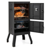 Vertical Charcoal Smoker with Double Doors, Thermometer, Adjustable Air Vents & Water/Charcoal Pans, Outdoor BBQ Smoker for Camping Backyard Grill