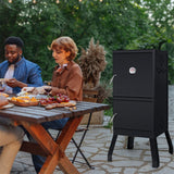 Vertical Charcoal Smoker with Double Doors, Thermometer, Adjustable Air Vents & Water/Charcoal Pans, Outdoor BBQ Smoker for Camping Backyard Grill