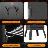 Vertical Charcoal Smoker with Double Doors, Thermometer, Adjustable Air Vents & Water/Charcoal Pans, Outdoor BBQ Smoker for Camping Backyard Grill