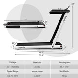 2.5HP 2-in-1 Folding Under Desk Treadmill with Speaker APP Remote Control, Portable Walking Jogging Machine for Home Gym Office