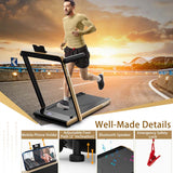 2.5HP 2-in-1 Folding Under Desk Treadmill with Speaker APP Remote Control, Portable Walking Jogging Machine for Home Gym Office