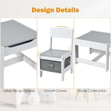 Kids Table & Chairs Set, 3-in-1 Wooden Toddler Activity Table with Storage, Reversible Tabletop & Blackboard for Art Craft, Drawing, Playroom