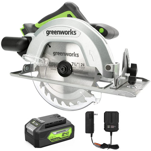 OPEN BOX 24V Circular Saw 7-1/4", Saw Blade & Dust Connector Kit w/ 4.0Ah Battery & Charger