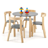 5 Piece Bentwood Kids Table & Chair Set, Toddler Activity Table with Toy Bricks & 4 Chairs for Craft Art, Daycare, Playroom & Classroom