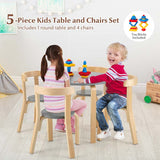 5 Piece Bentwood Kids Table & Chair Set, Toddler Activity Table with Toy Bricks & 4 Chairs for Craft Art, Daycare, Playroom & Classroom