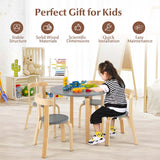 5 Piece Bentwood Kids Table & Chair Set, Toddler Activity Table with Toy Bricks & 4 Chairs for Craft Art, Daycare, Playroom & Classroom