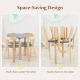 5 Piece Bentwood Kids Table & Chair Set, Toddler Activity Table with Toy Bricks & 4 Chairs for Craft Art, Daycare, Playroom & Classroom