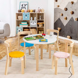 5 Piece Bentwood Kids Table & Chair Set, Toddler Activity Table with Toy Bricks & 4 Chairs for Craft Art, Daycare, Playroom & Classroom