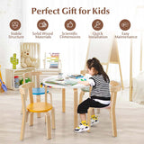 5 Piece Bentwood Kids Table & Chair Set, Toddler Activity Table with Toy Bricks & 4 Chairs for Craft Art, Daycare, Playroom & Classroom