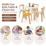 5 Piece Bentwood Kids Table & Chair Set, Toddler Activity Table with Toy Bricks & 4 Chairs for Craft Art, Daycare, Playroom & Classroom