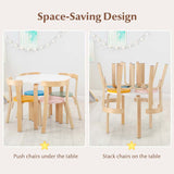5 Piece Bentwood Kids Table & Chair Set, Toddler Activity Table with Toy Bricks & 4 Chairs for Craft Art, Daycare, Playroom & Classroom