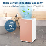 2500 Sq.Ft Dehumidifier for Basement, 32 Pints Portable Dehumidifier with Auto Defrost & Drain Hose, Sleep Mode, 24H Timer for Home Office