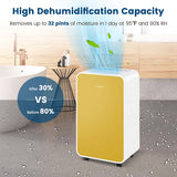 2500 Sq.Ft Dehumidifier for Basement, 32 Pints Portable Dehumidifier with Auto Defrost & Drain Hose, Sleep Mode, 24H Timer for Home Office